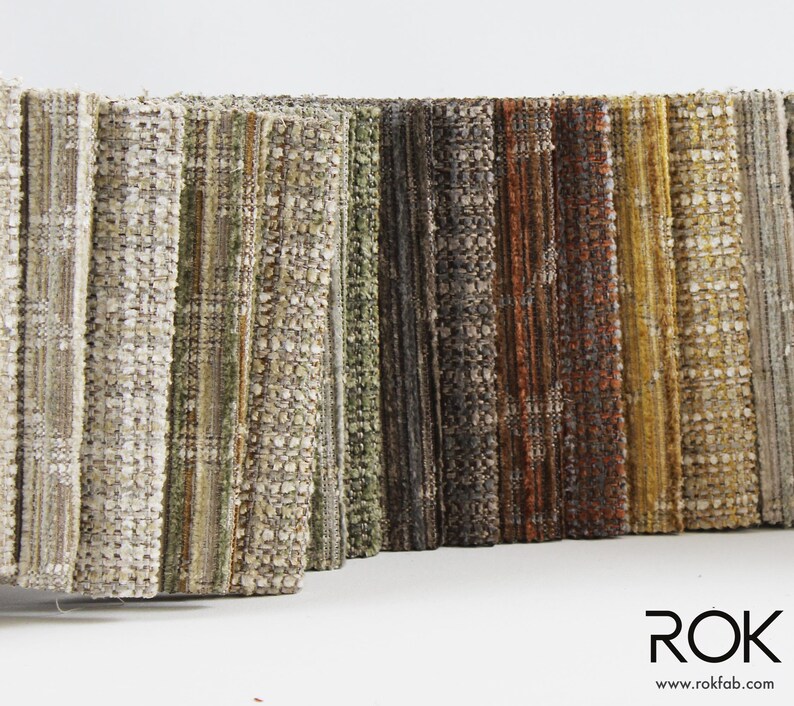 Striped Chenille Upholstery Fabric: Recycled Cotton Textured Weave Sofa ...