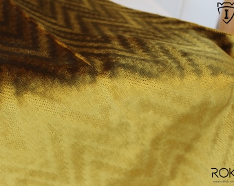 Velluto da tappezzeria Chevron giallo tagliato a misura, design moderno, jacquard, fascia alta, lusso e morbido al tatto