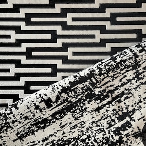 Black and White, Upholstery Velvet by Yards, Viscose, Modern and Geometric Designs