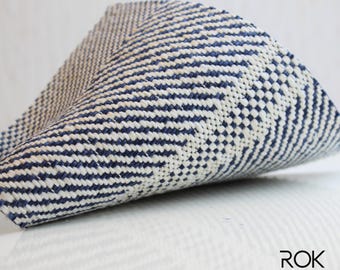 Stripe Outdoor Fabric – Beige & Navy Olefin, UV/Water Resistant