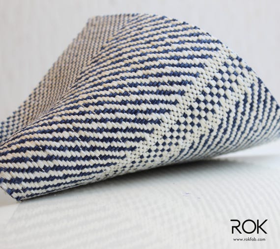 Stripe Outdoor Fabric – Beige & Navy Olefin, UV/Water Resistant