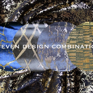 Gold Silver Print Velvet Fabric, Soft Upholstery Fabric, 55" Wide