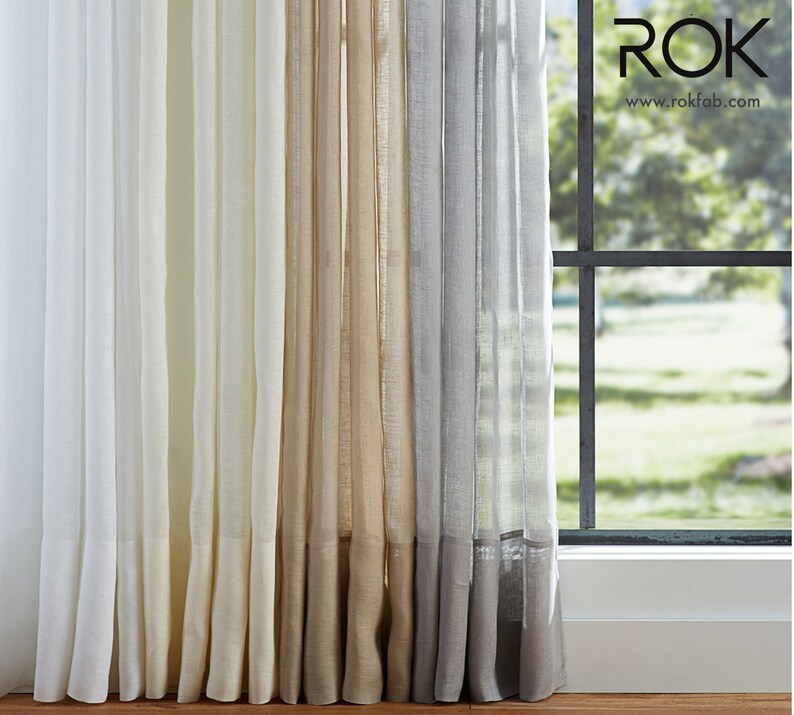 Linen Look Curtain Sheer With 40 Color Options Linen Look Etsy
