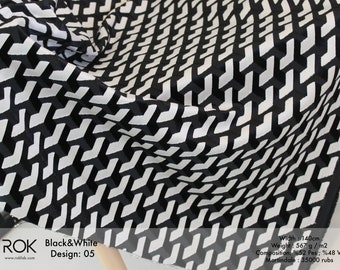 Tessuto in velluto geometrico – Rivestimenti in bianco e nero, morbido al tatto, tagliato su misura