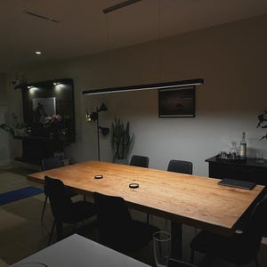 Lámpara de techo LED moderna, lámpara lineal minimalista negra para isla de cocina y mesa de comedor, de hormigón, compatible con Philips Hue.