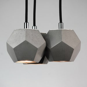 Concrete Lamp, Pendant Light ,Kitchen Light , Led Lamp, Concrete Pendant Light , Ceiling Light, Triple Lamp, Led Light, Geometric Lamp, Lamp
