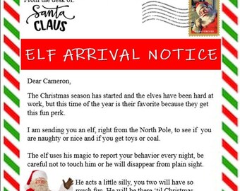 Elf Arrival & Departure Letters