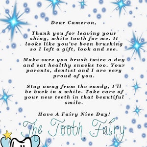 Tooth Fairy Letter Etsy