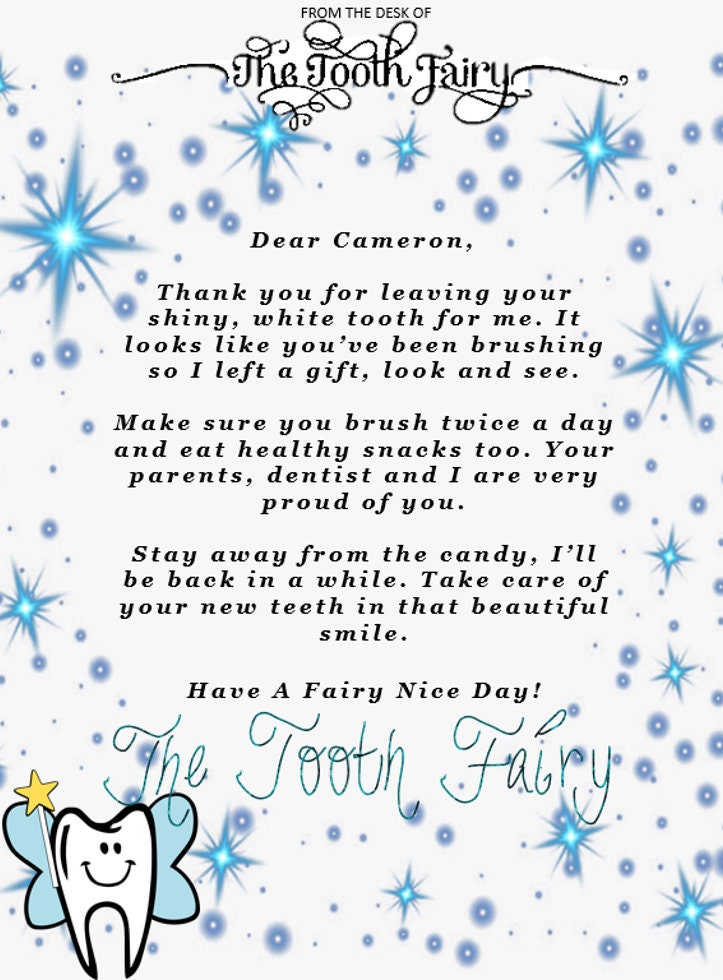 Tooth Fairy Letter Etsy