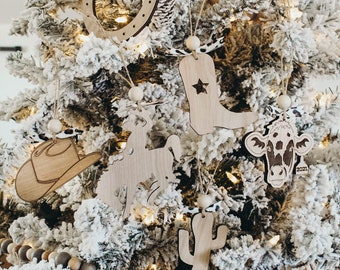 Laser Cut File | Ornament SVG | Christmas Ornament SVG | Farmhouse Ornament Cut File | Wester Ornaments | Cowboy Christmas Tree Cut File |