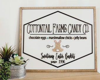 Laser Cut File | Cottontail Farms Easter Sign | Easter Sign SVG | Wood Easter Wall Art SVG | Easter Cut File | Cute Easter Bunny Sign |