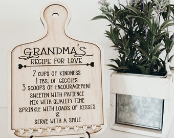 Laser Cut File | Grandma's Recipe For Love | Grandma Gift Ideas | Custom Cutting Board | Grandma Gift SVG | Cutting Board SVG | Love Recipe