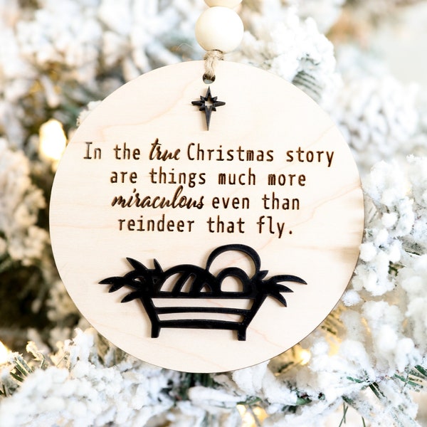 True Christmas Story Laser Cut Digital  File | Christmas Ornament SVG | Wood Christmas Ornament SVG | Nativity| Christ Ornament | Glowforge