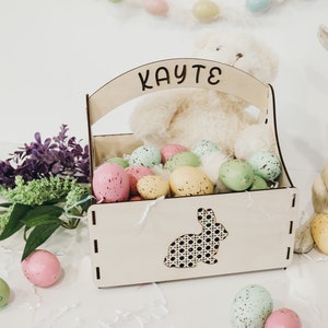 Laser Cut File | Rattan Easter Baskets | Customizable Rattan Easter Baskets | Wooden Easter Basket Cut File | Easter SVG | Rattan Easter Box