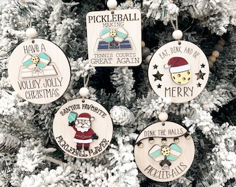 Rolig söt Pickleball-prydnad, laserskuren digital fil | Pickleball-jul | Pickleball-present | Pickleball-nyckelring | Glowforge