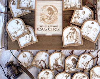 The Life Sketch of Jesus Christ Laser Cut Ornament Digital Files | 17 Sketches | Box | Christian SVG | Nativity & Bible Story Laser Designs