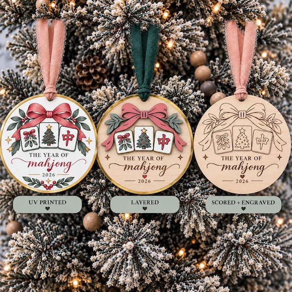 Mahjong Christmas Ornament Bundle | UV, Laser Cut, Engraved Designs (Digital Download) | Mahjong Lover Gift