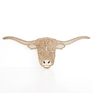 Fichier découpé au laser | Vache à longues cornes | Longhorn SVG | Vache Longhorn SVG | Décoration Longhorn | Longhorn | Longhorn bohème | Chambre d'enfant bohème | Animaux