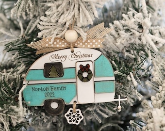 Cute Customizable Vintage RV Christmas Ornament Laser Cut Digital File | Vintage RV Charm | Funny RV Shitter's Full | Glowforge