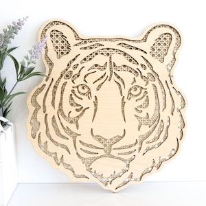 Laser Cut File | Rattan Tiger | Boho Tiger | Jungle Animal | Safari Animal | Tiger SVG | Rattan SVG | Tiger Nursery | Jungle Room