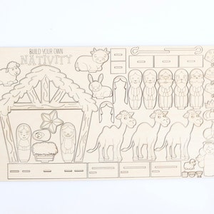 Build Your Own Nativity Laser Cut File | DIY Christmas Nativity Activity | Paint Kit | Children&#39;s Nativity | Christmas Craft | Glowforge