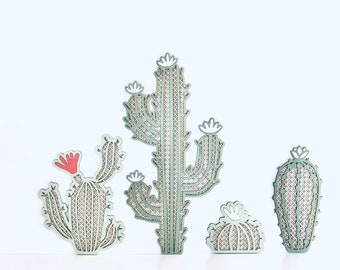Archivo de corte láser / Archivo de corte de cactus / Cactus de ratán / Cactus SVG / Decoración de cactus / Decoración de cactus boho / Cactus 3D / Guardería de ratán