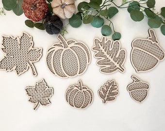 Rattan Fall Pumpkin, Leaves, and Acorn Laser Cut Digital File | Rattan Fall Decor | Pumpkin SVG  | Acorn Sign | Leaf SVG | Glowforge