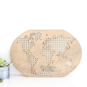 Lasergesneden bestand | Rotankaart | Wereldkaart rotan | Avontuurkaart | Boho-kaart | Rotanwereld | Boho-wereld | Houten kaart
