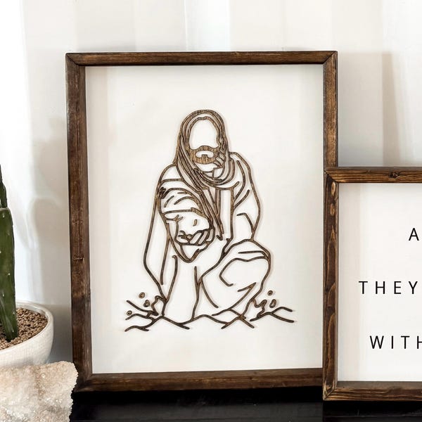 Stunning Jesus Christ Reaching to Rescue Minimalistic Line Art Laser Cut Digital File | Wood Jesus | Jesus Saves | Faith | Church | SVG