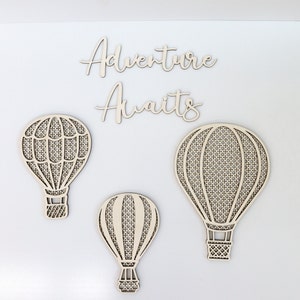 Adventure Awaits Rattan Hot Air Balloons Laser Cut Digital File | Cute Balloon SVG | Boho Nursery Decor | Cute Wood Balloons | Glowforge