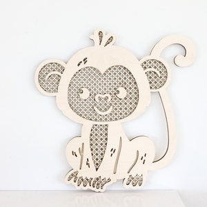 Laser Cut File | Rattan Monkey SVG | Scandinavian  Monkey | Boho Monkey Nursery | Cute Monkey | Wood Monkey | Monkey Cut File | Glowforge