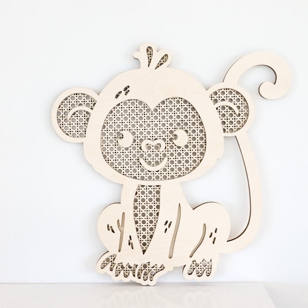 Laser Cut File | Rattan Monkey SVG | Scandinavian  Monkey | Boho Monkey Nursery | Cute Monkey | Wood Monkey | Monkey Cut File | Glowforge