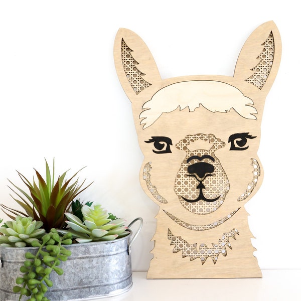 Laser Cut File | Llama SVG | Rattan Llama | Boho Llama | Llama Nursery | Llama Decor | Cute Llama | Rattan SVG | Layered Llama