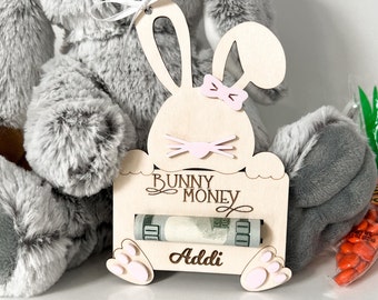 Cute Bunny Money Holder Easter Basket Name Tags Laser Cut Digital File | 3 Different Money Holder Designs For Cash / Gift Cards | Glowforge