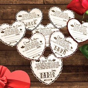 Lindo poema personalizable Las rosas son rojas Recuerdo de escritura a mano para niños Día de San Valentín, Día de la Madre, Día del Padre Archivo digital cortado con láser / Amor