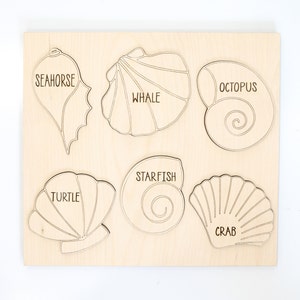 Laser Cut File | Ocean Puzzle | Puzzle SVG | Sea Animal SVG | Wood Puzzle | Learning Toy | Octopus | Seahorse | Turtle | Whale | Crab