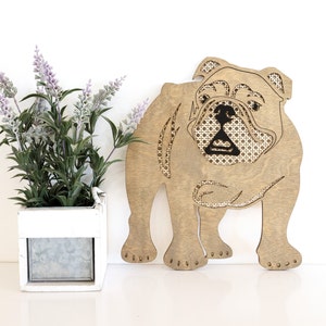 Laser Cut File | English Bulldog | British Bulldog | Dog Lover | Dog SVG | Rattan SVG | Bulldog | Cute Dog SVG | Glowforge