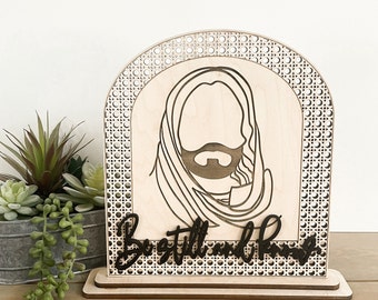 Freistehende "Be Still and know" Jesus Christus Line Art Rattan Bogen Laser Cut Digitale Datei | Kantenhocker | Christian | Glühschmiede