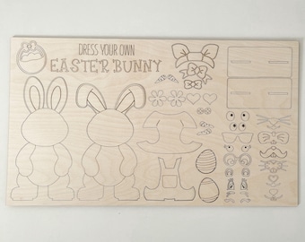 Dress Your Own Easter Bunny Laser Cut Digital File | Color/Paint Your Own Easter Bunny | Cute Easter Activity Craft | Easter DIY | Glowforge