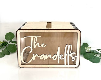 Archivo de corte láser para caja portatarjetas rectangular personalizable / Portatarjetas de boda / Hucha / Idea para bodas / Decoración de bodas / Glowforge