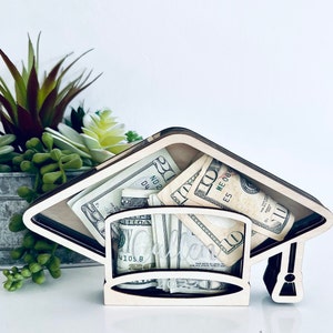 Arquivo de corte a laser | Arquivo de corte de formatura | Cofrinho de formatura com verso opcional | | Ideia de presente de formatura | Porta-dinheiro de formatura | Glowforge