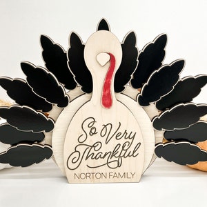 Cute Customizable Family Freestanding Thankful Thanksgiving Turkey ...
