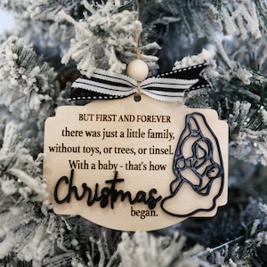 Nativity Christmas Ornament Laser Cut File | First Christmas Ornament | Family Ornament | Special Ornament | Glowforge | Wood Ornament