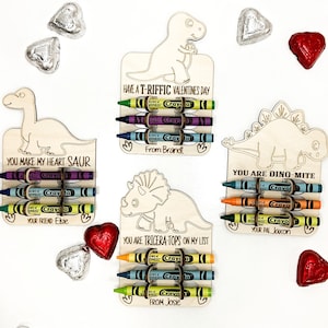Niedliche Dinosaurier Buntstift Halter Valentinstag Karte Laser Cut Datei | Benutzerdefinierte Valentinsgrüße | Kinder Valentinstag | Valentinstag Aktivität | Glühschmiede