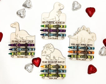 Dinosaur Crayon Holder Valentine Cards Laser Cut File (SVG)