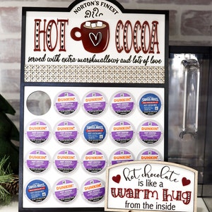 Cute Customizable Hot Cocoa / Chocolate Keurig Pod Stands and Sign Laser Cut Digital Files | Boho Hot Cocoa Bar | K-Cup Storage | Glowforge image 3