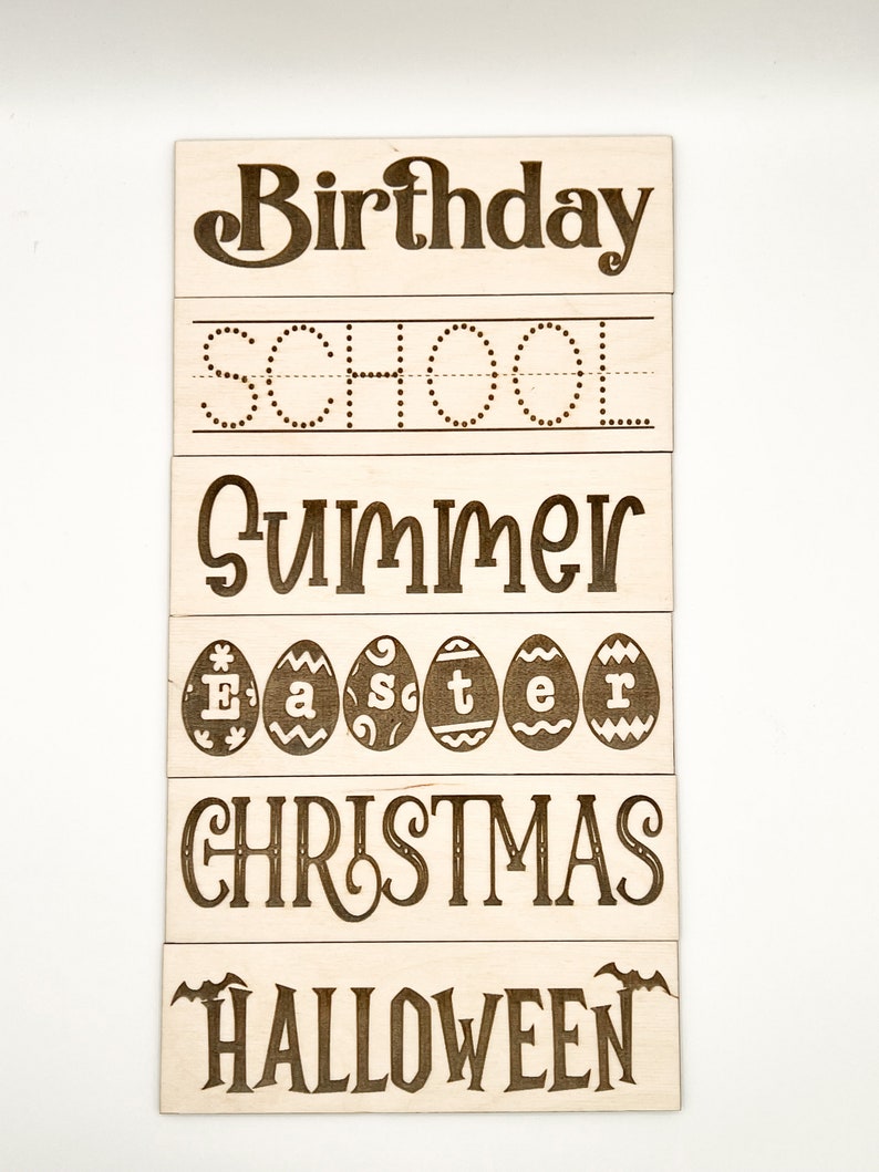 Cute Interchangeable Holiday Special Occasion Countdown Blocks Advent Calendar Laser Cut Digital File 12 Occasions Included Glowforge image 3