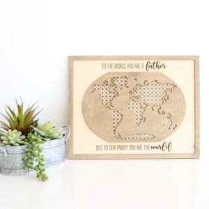 Archivo cortado a láser / Regalo para el Día de la Madre / Regalo para el Día del Padre / Regalo para mamá / Regalo para papá / Mapa del mundo / Mapa de ratán / Mapa de madera / Decoración bohemia