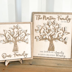 Customizable Family Tree Laser Cut Digital File | Easel File Included | Perfect Gift for Anniversary, Mother's Day, Grandparents | Glowforge