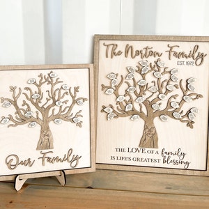 Customizable Family Tree Laser Cut Digital File | Easel File Included | Perfect Gift for Anniversary, Mother&#39;s Day, Grandparents | Glowforge